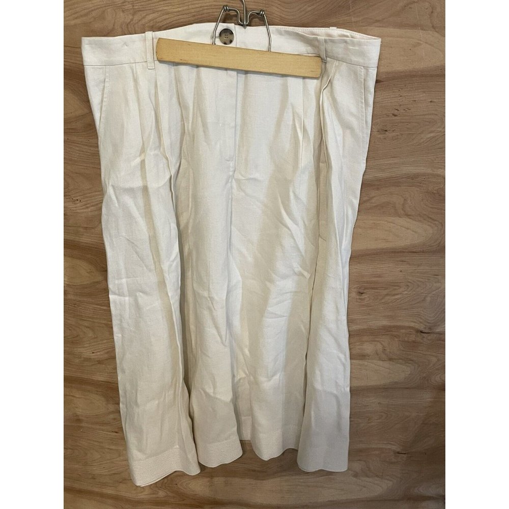 Lafayette 148 Woman’s Sz 14 A Line Linen  Skirt Tan Beige Long Farmhouse